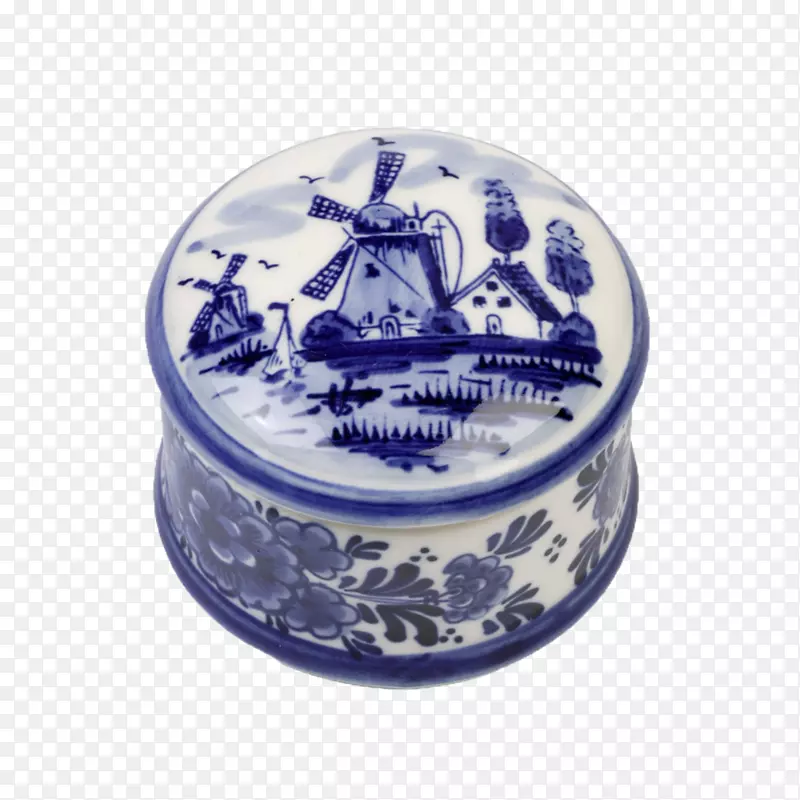 蓝白色陶器钴青瓷餐具.药箱