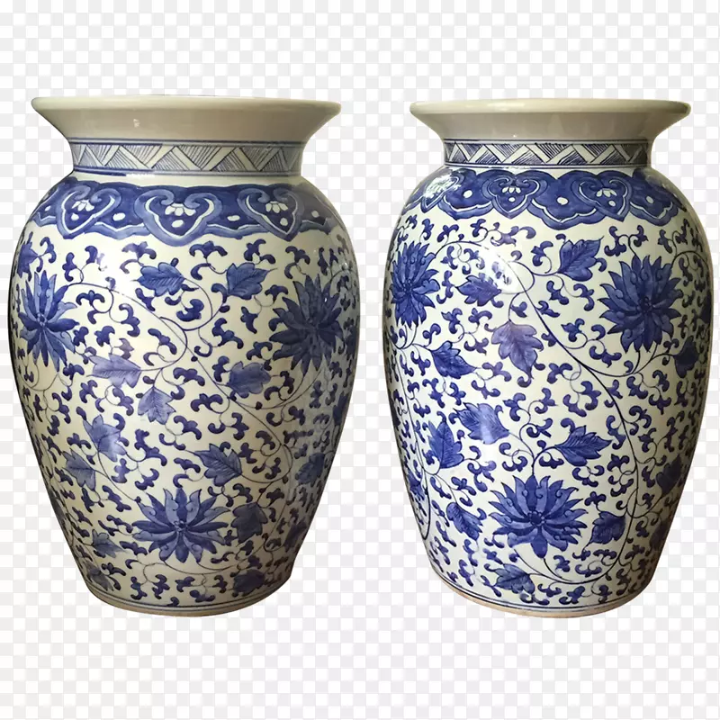 花瓶陶瓷蓝白色陶器钴青花瓷