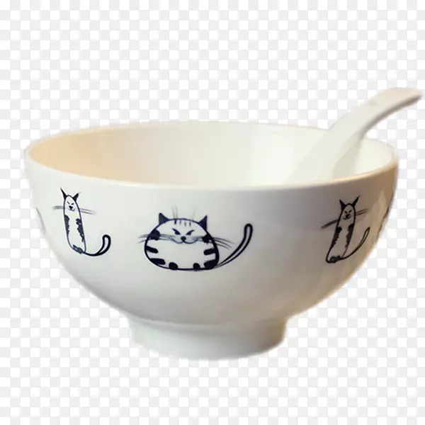 碗猫匙陶瓷碟-汤碗