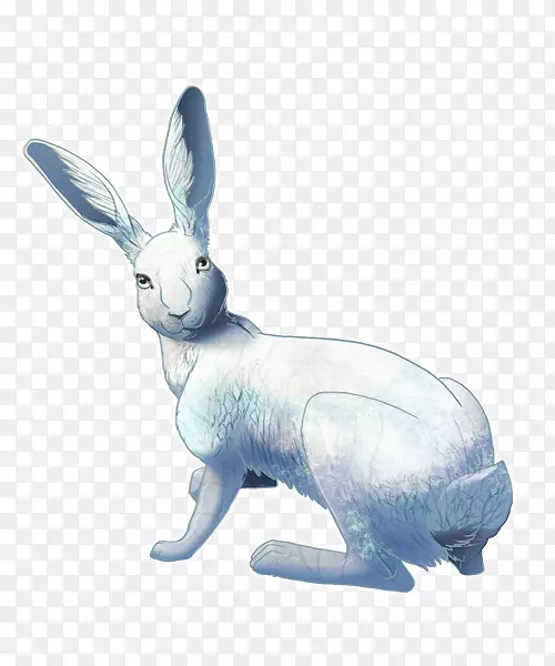 国内野兔动物雕像-冰裂缝