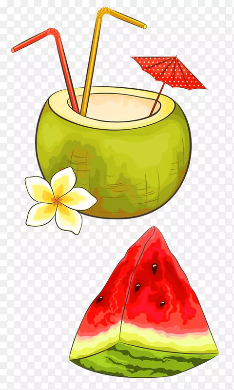 西瓜鸡尾酒装饰海滩剪贴画-维拉诺