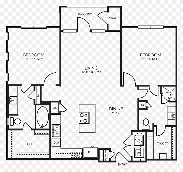 建筑平面图：航空公寓，烘干机，卧室-公寓