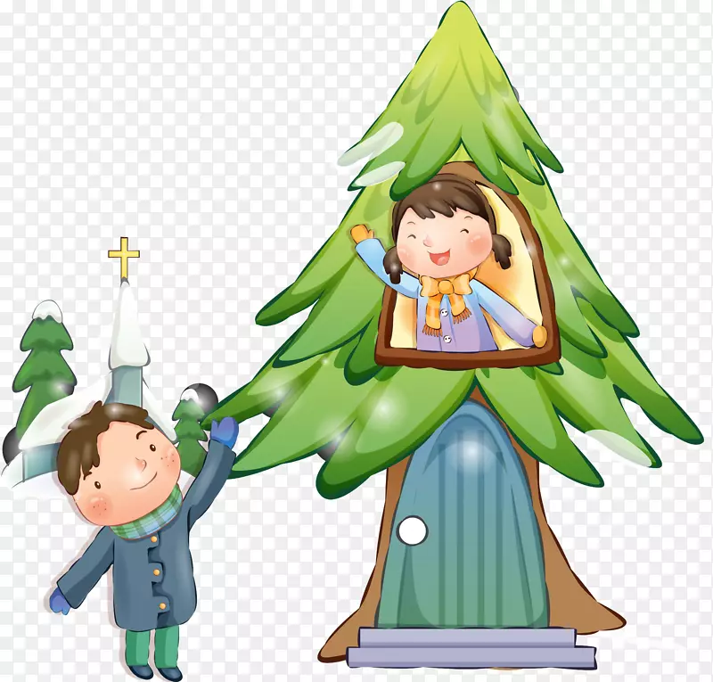 圣诞树儿童卡通剪贴画-圣诞树