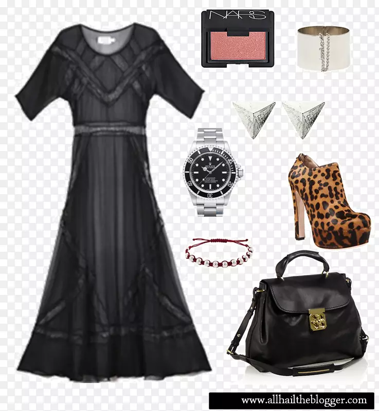 小黑裙时装设计图案丝质连衣裙