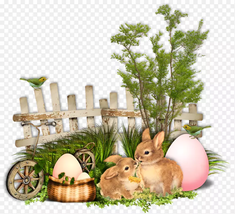 复活节兔子复活节棕榈家庭兔节-上帝保佑