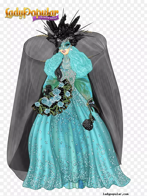 女士流行服装设计绿松石-威尼斯嘉年华