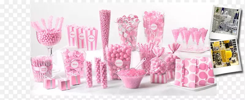 自助餐糖果桌粉红色棒材-糖果自助餐