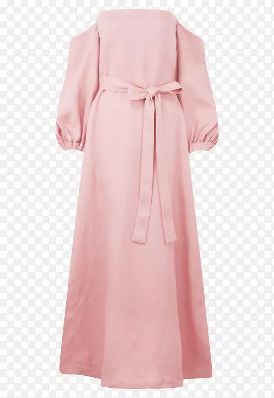 长袍肩部连衣裙袖粉红色m裙