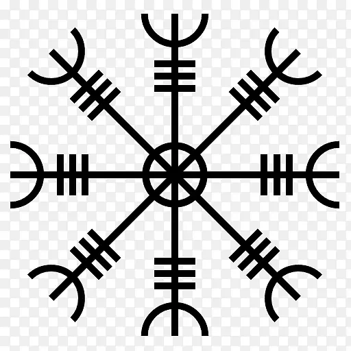 Galdrabók冰岛魔法石柱敬畏蔬菜头盔Aegishjalmur-符号