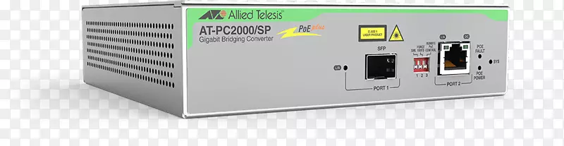 光纤媒体转换器小型可插接式收发信机光纤at-pc2000/sp-90盟军远程1000 T poe+到1000 x sfp介质转换器TAA