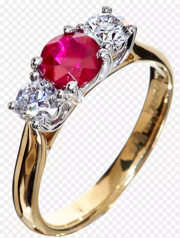 艺术画廊红宝石金钻结婚戒指-红宝石