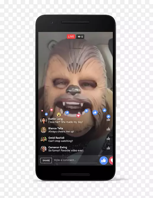 智能手机Chewbacca面具女士联想K6电源Facebook-智能手机