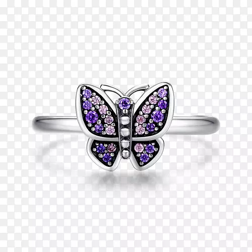 紫水晶耳环潘多拉手镯蝴蝶环