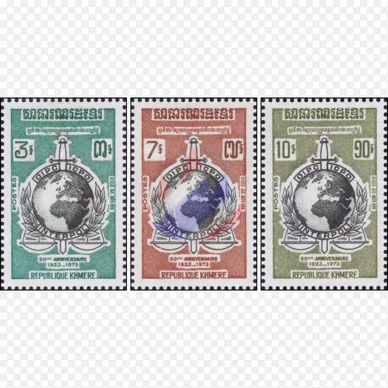 邮资邮票矩形邮件-国际刑警组织