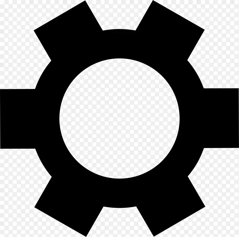 黑色齿轮形状符号计算机图标.形状
