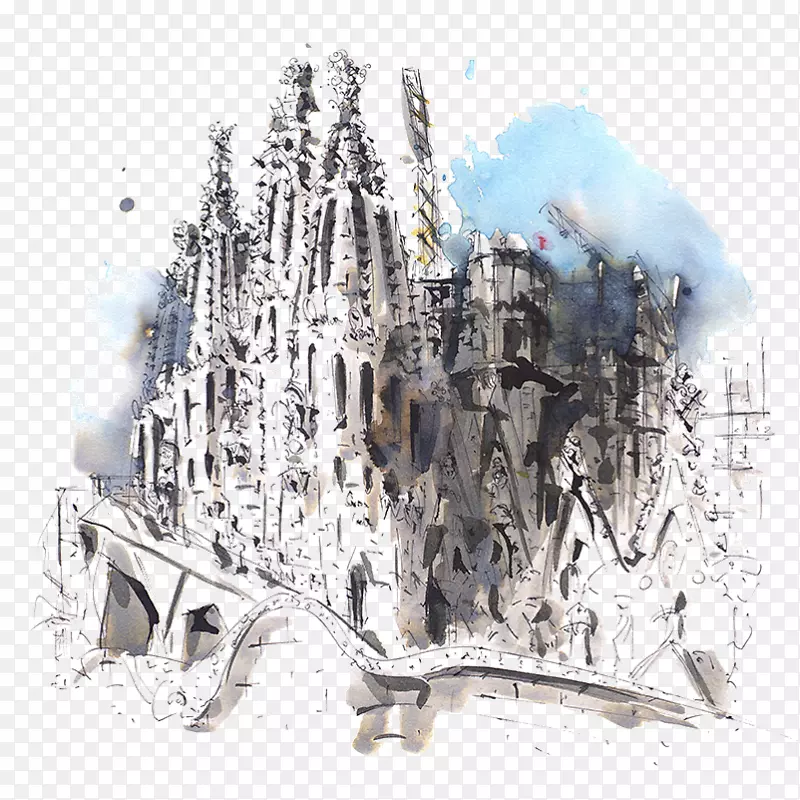 Sagrada Família绘画插画-Sagrada Familia