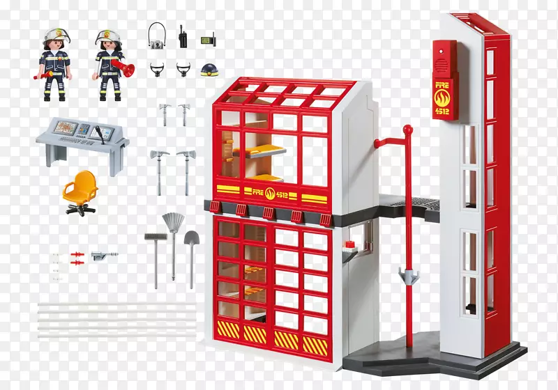 消防局Playmobil消防队员消防处警报装置-消防员