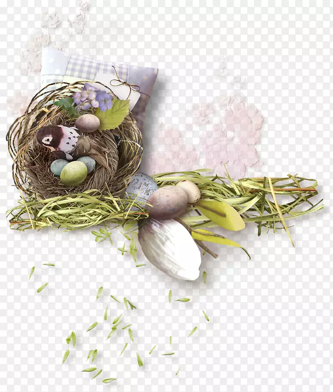 复活节兔子复活节蛋鸟巢-утята