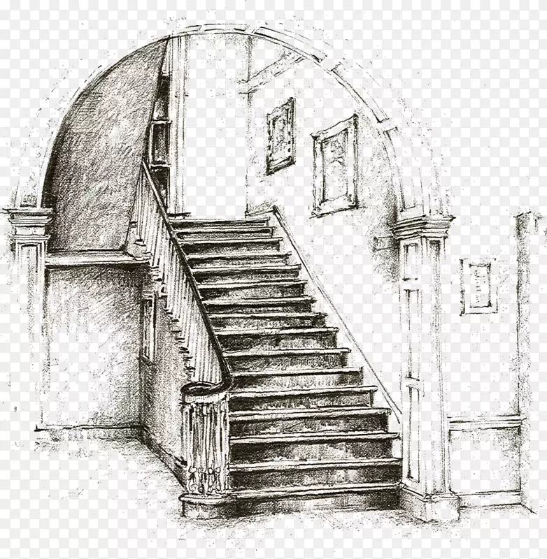 楼梯绘制木工建筑草图-楼梯
