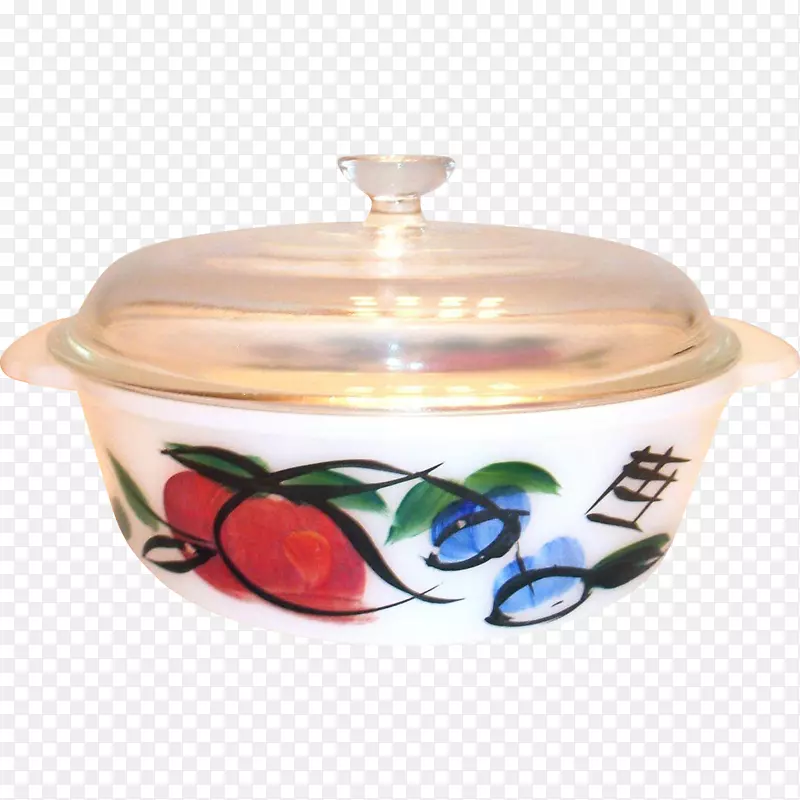 陶瓷盖陶碗餐具.手绘水果