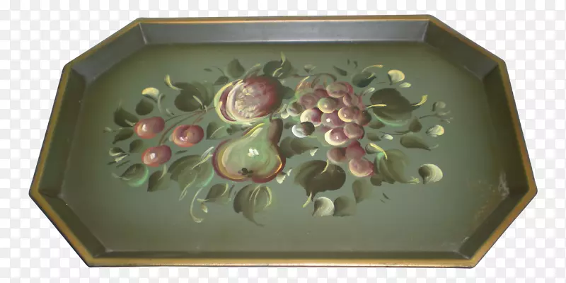 陶瓷托盘餐具.手绘水果