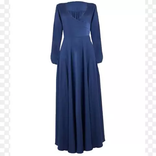 服装蓝色袖子缎子-连衣裙
