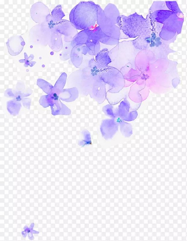 海报-水彩花紫色
