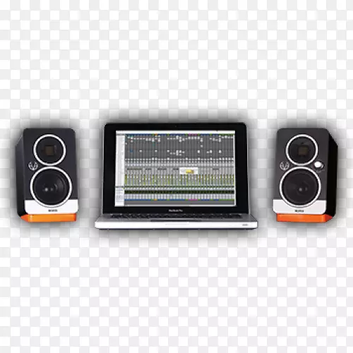 计算机扬声器、Akai rpm 500声卡和音频适配器、计算机监视器
