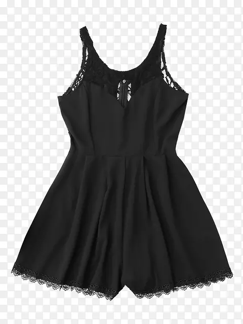 小黑裙袖领黑色m-连衣裙