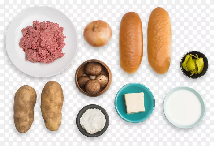 潜水艇三明治土豆楔形炸薯条面包-牛肉老化