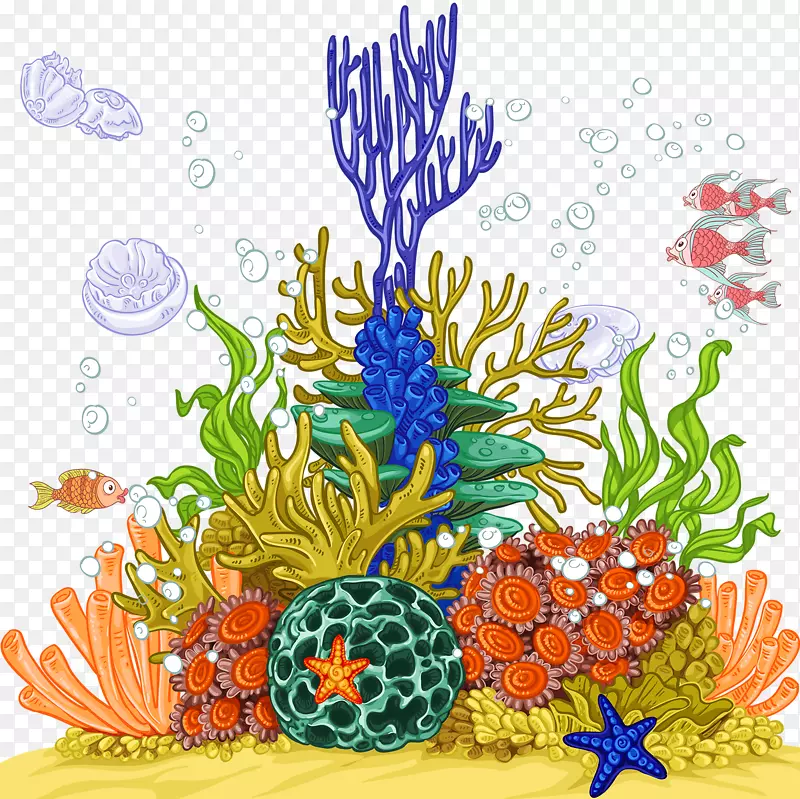 海蜇、珊瑚礁、海葵-海
