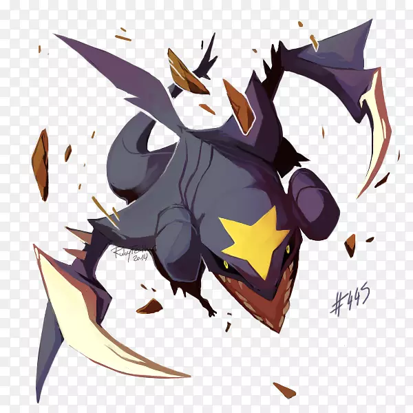 Garchomp Pokémon绘画龙扇艺术-长方形