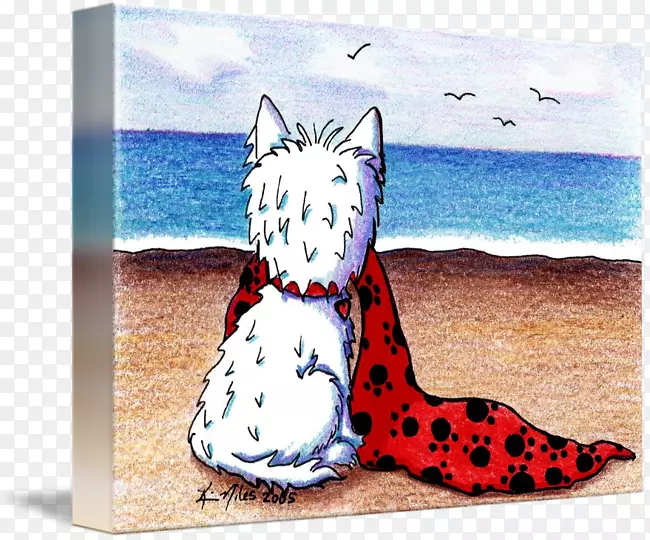 猫西高地白狗画廊包帆布狗沙滩毯
