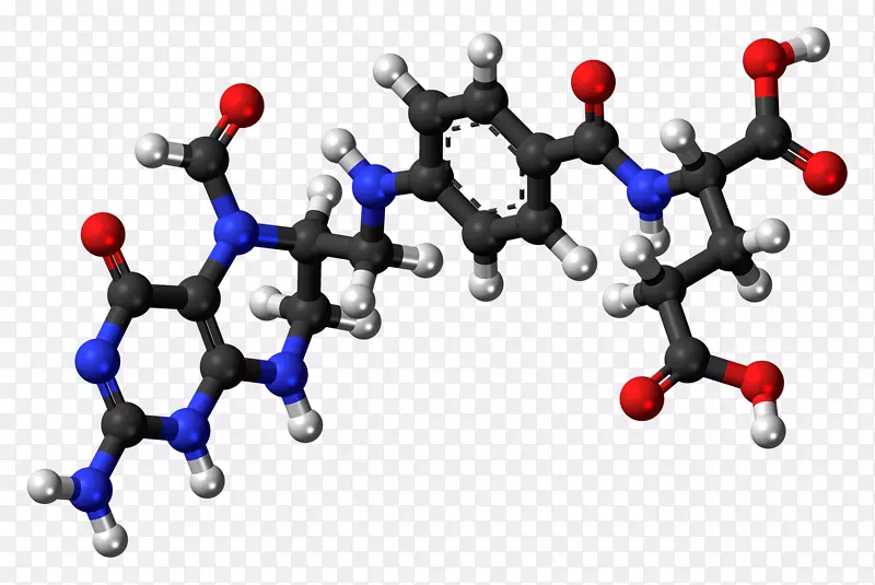 叶酸球棒模型甲氨蝶呤药物叶酸分子