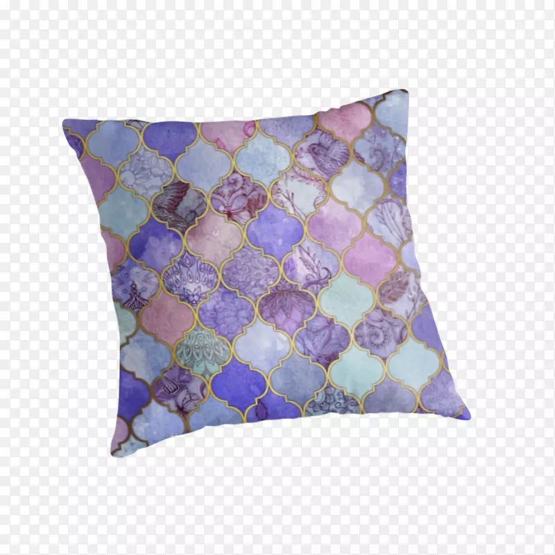 投掷枕头垫紫色瓷砖图案.紫色