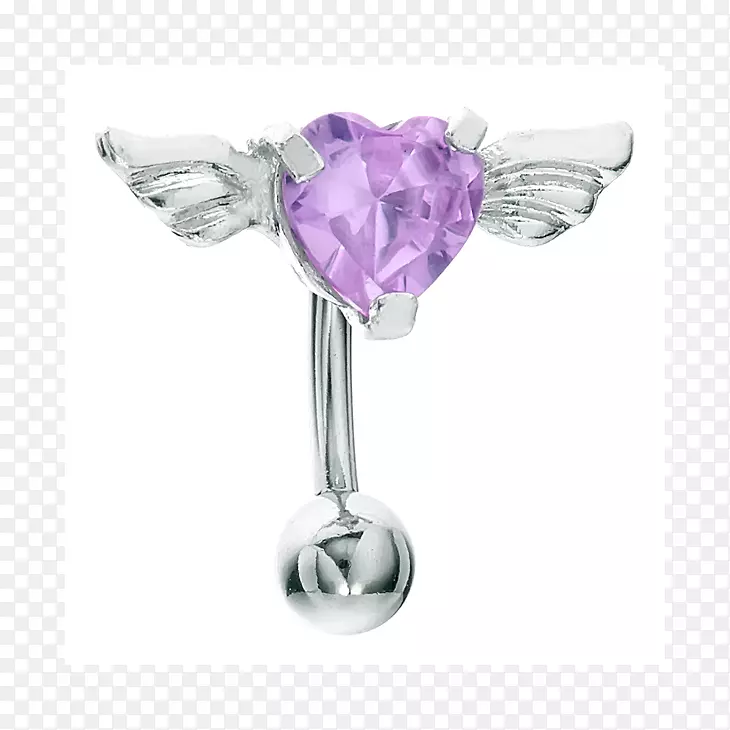 紫水晶肚脐穿孔体首饰紫紫色