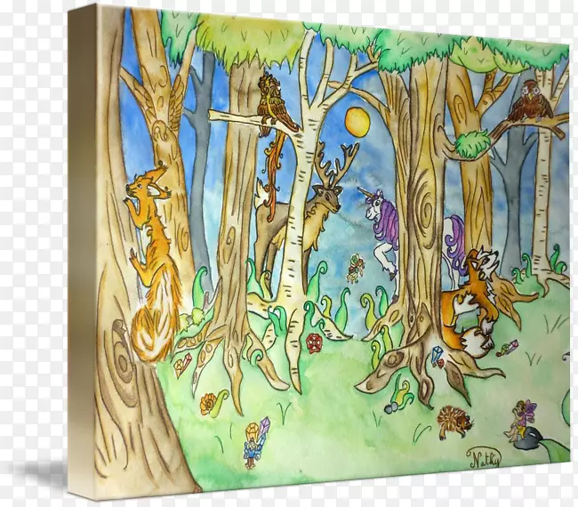 绘画动物现代艺术有机体-魔法森林