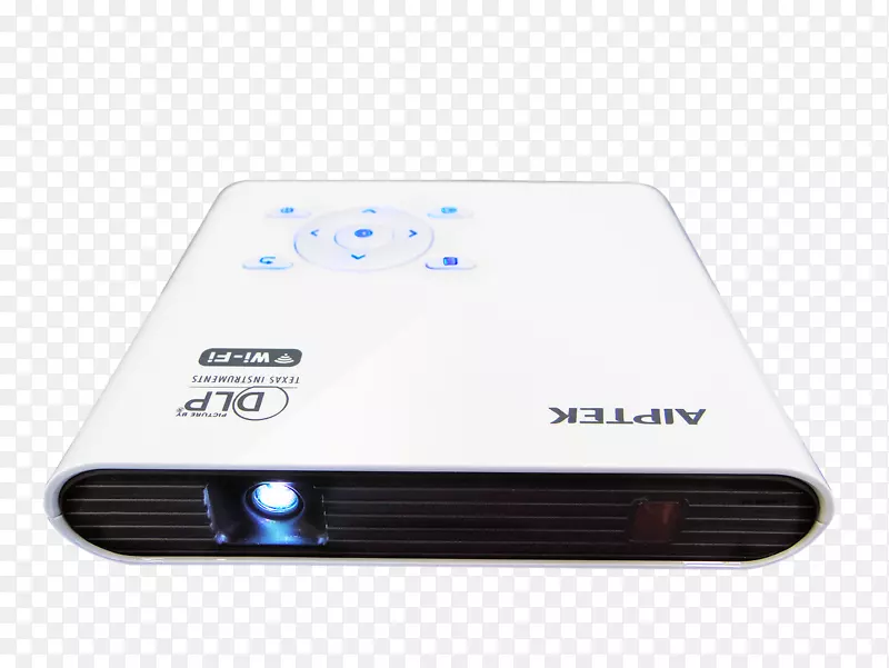多媒体投影机数字光处理手持投影机AIPTEK 100流明fwvga dlp pio放映机与wi-fi投影机