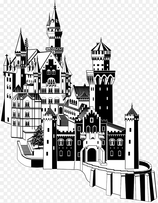 纽斯万斯坦城堡Hohenschwangau剪贴画-城堡
