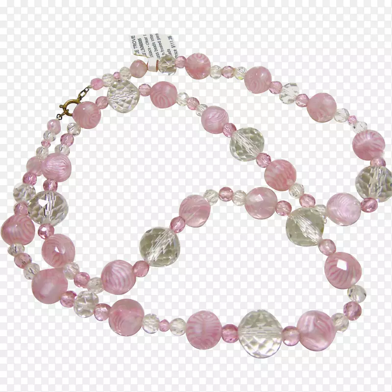 珠子项链手镯粉红色m身珠宝项链