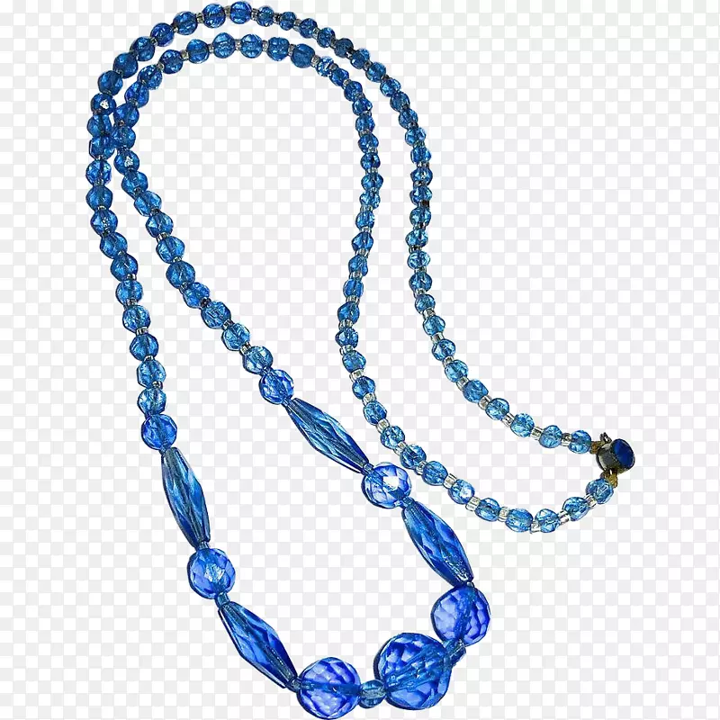 项链珠玻璃珠宝蓝色项链