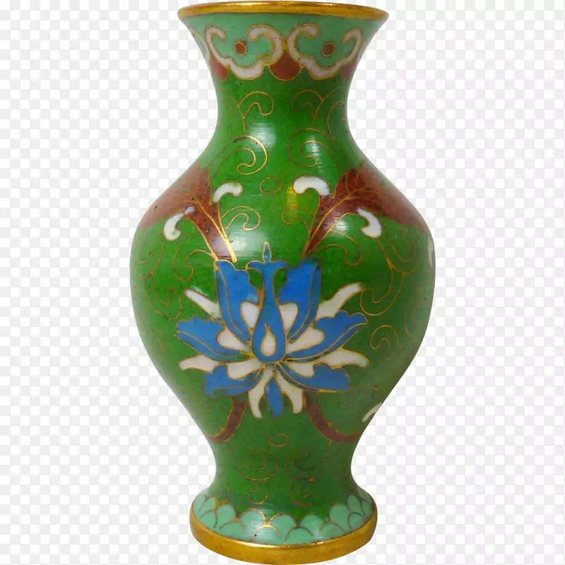 景泰蓝花瓶蓝色陶瓷绿色花瓶
