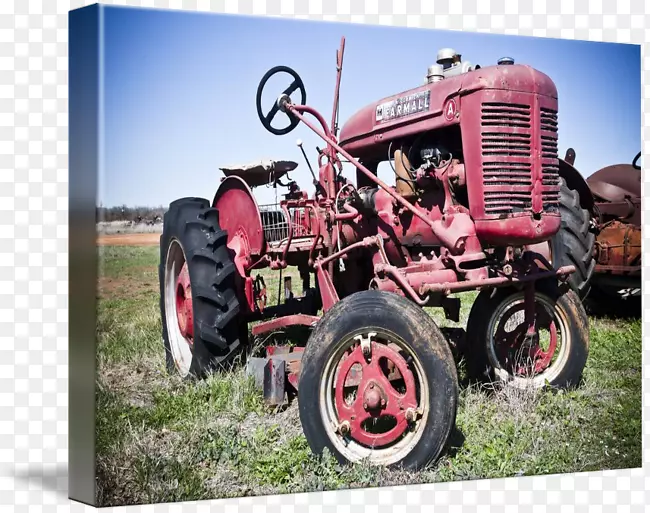 拖拉机机动车辆车轮-红色拖拉机