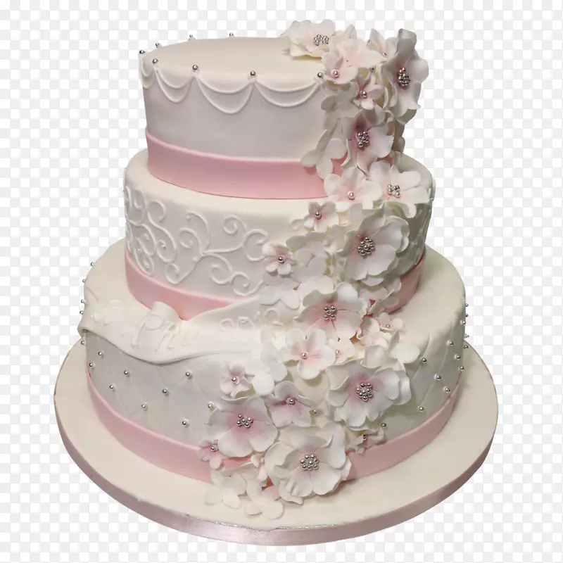 结婚蛋糕，杏仁饼，装饰糖霜和糖霜-婚礼蛋糕