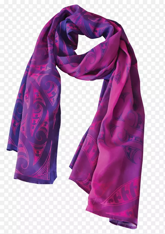 科鲁银蕨类植物māOri人围巾雪纺-紫色围巾