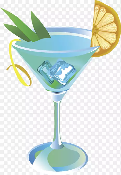 蓝色夏威夷马提尼鸡尾酒装饰蓝色泻湖吉姆莱特蓝鸡尾酒