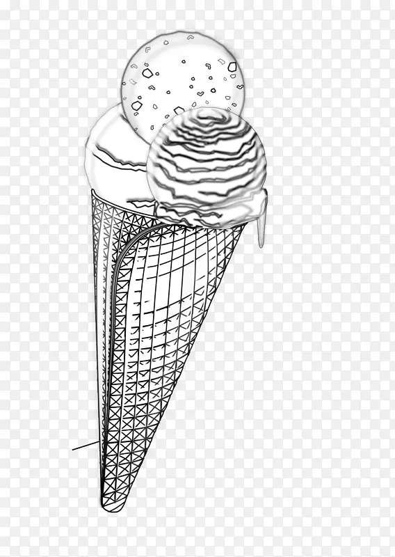 冰淇淋锥画线-冰淇淋