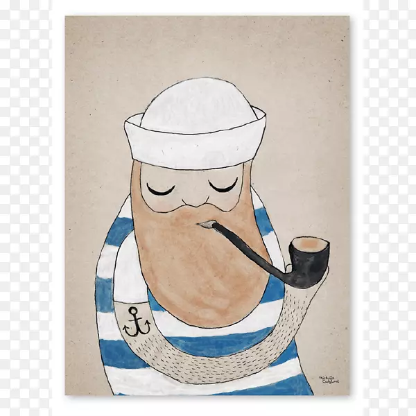 水手米歇尔卡斯隆插图海报插画-冰棒水彩