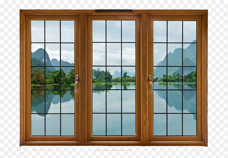 橱窗画框倒立木摄影玻璃.窗口