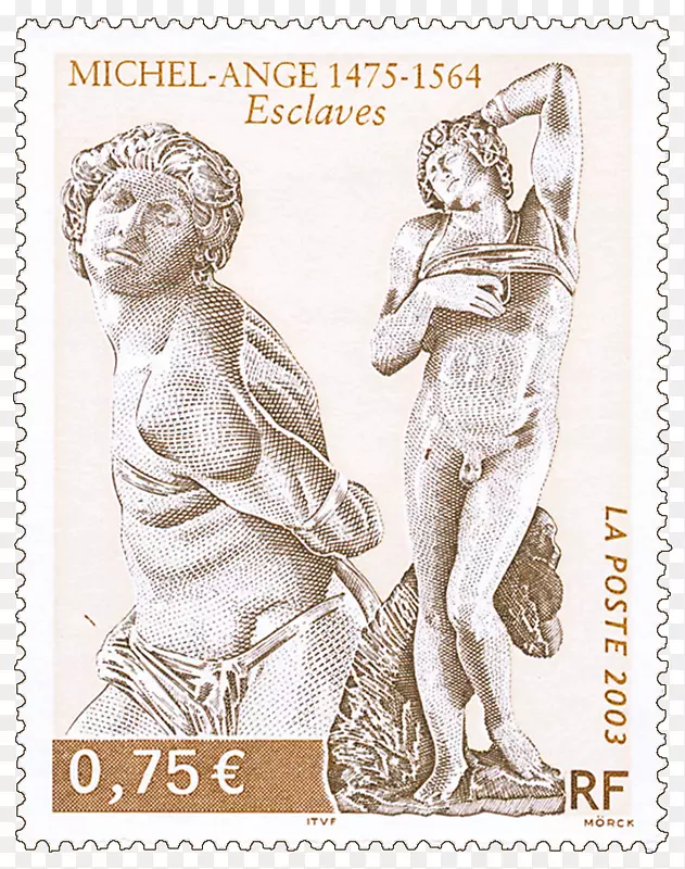 垂死的奴隶邮票法国意大利文艺复兴叛逆奴隶-法国
